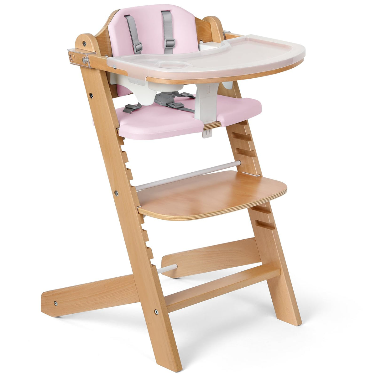 Cowiewie wooden high chair assembly shows a sturdy one-piece frame for stability and safety.