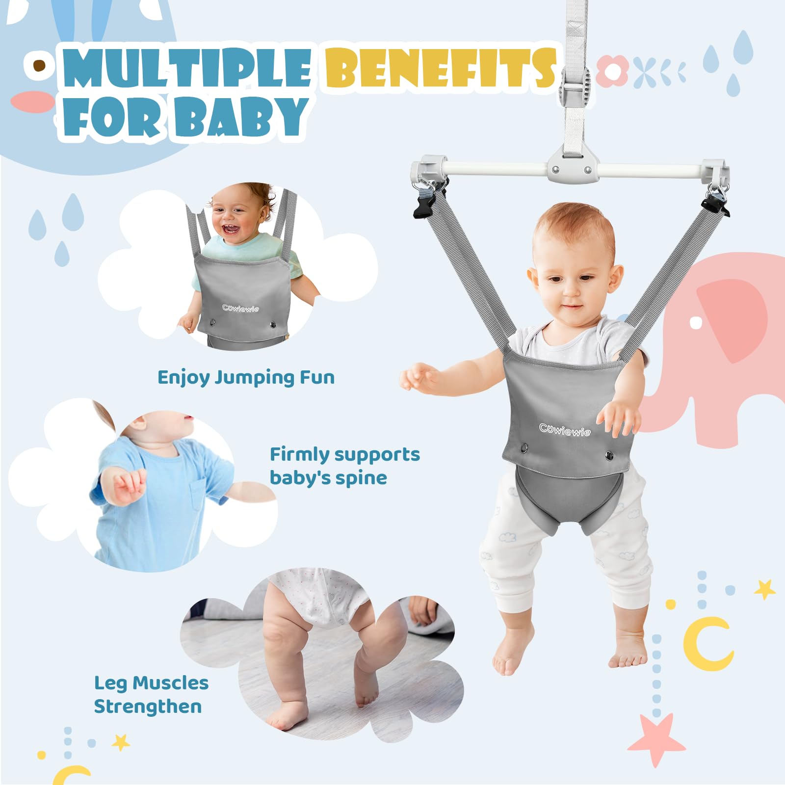 Cowiewie padded saddle seat comfort provides comfortable upright posture during bouncing.