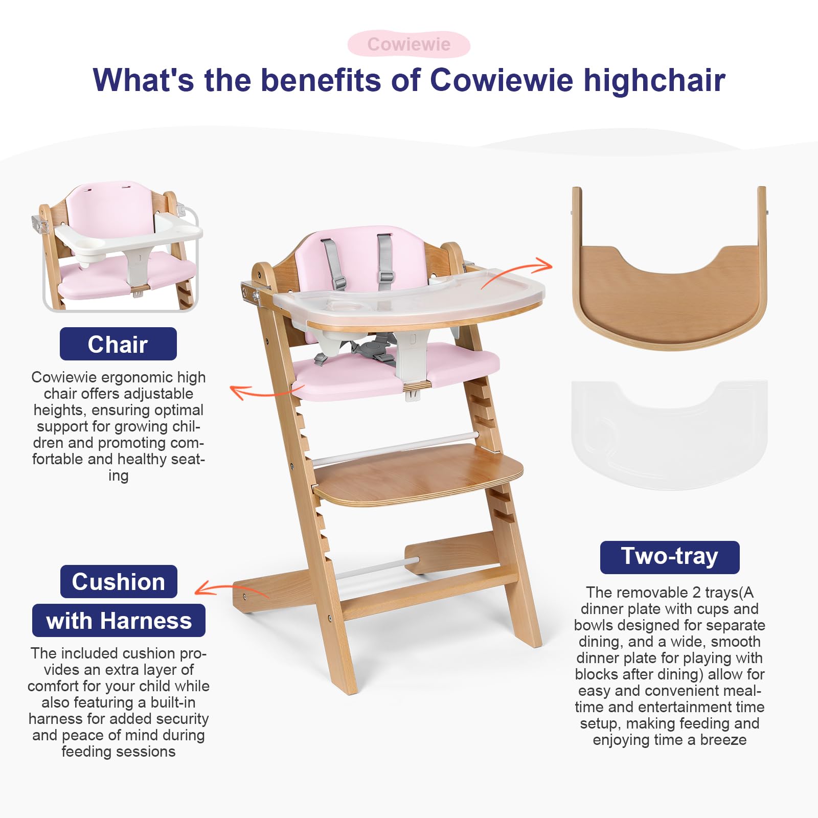 Cowiewie three-tier dining tray supports easy feeding and messy meals.
