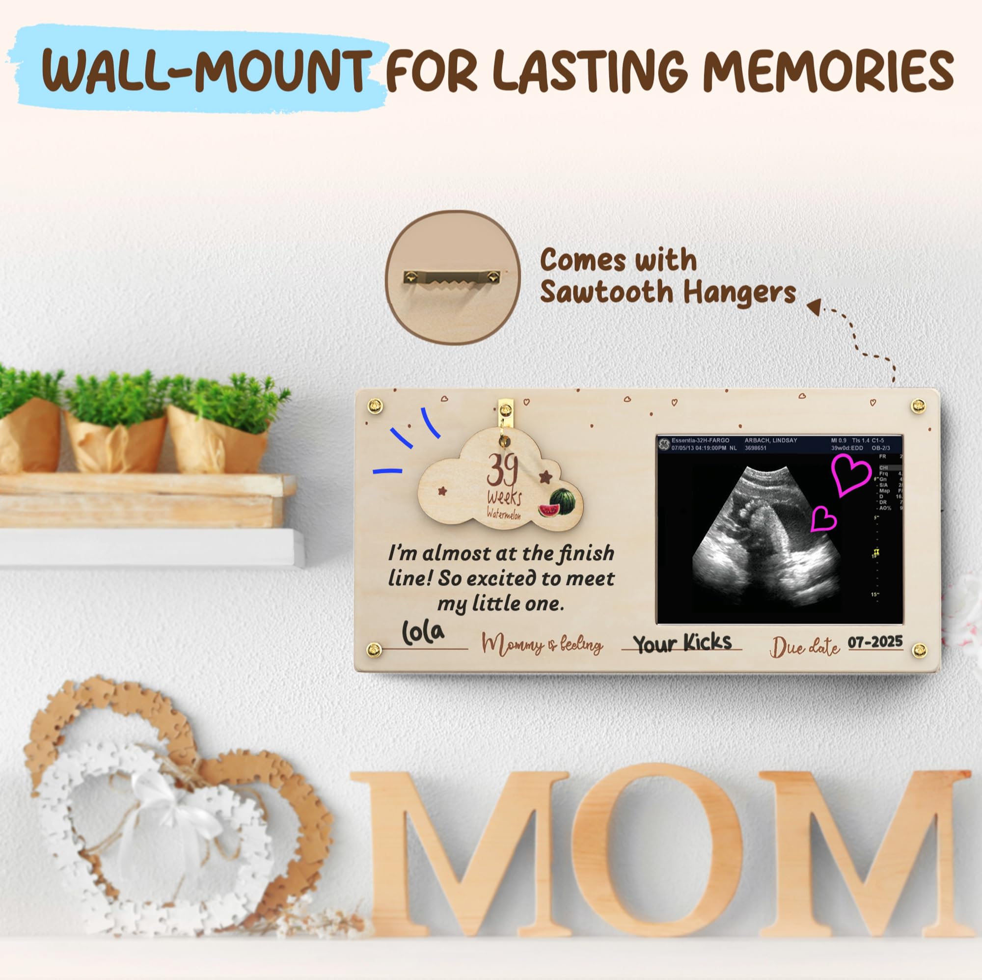 Cozy Peazy gender reveal frame—perfect for exciting announcements to family.
