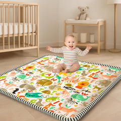 CozyCub baby play mat 50x50 space for crawling exploration and play.