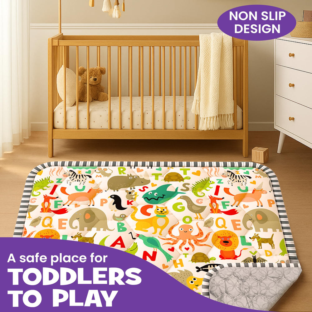 CozyCub animal print design adds a playful vibe to nursery and play area.