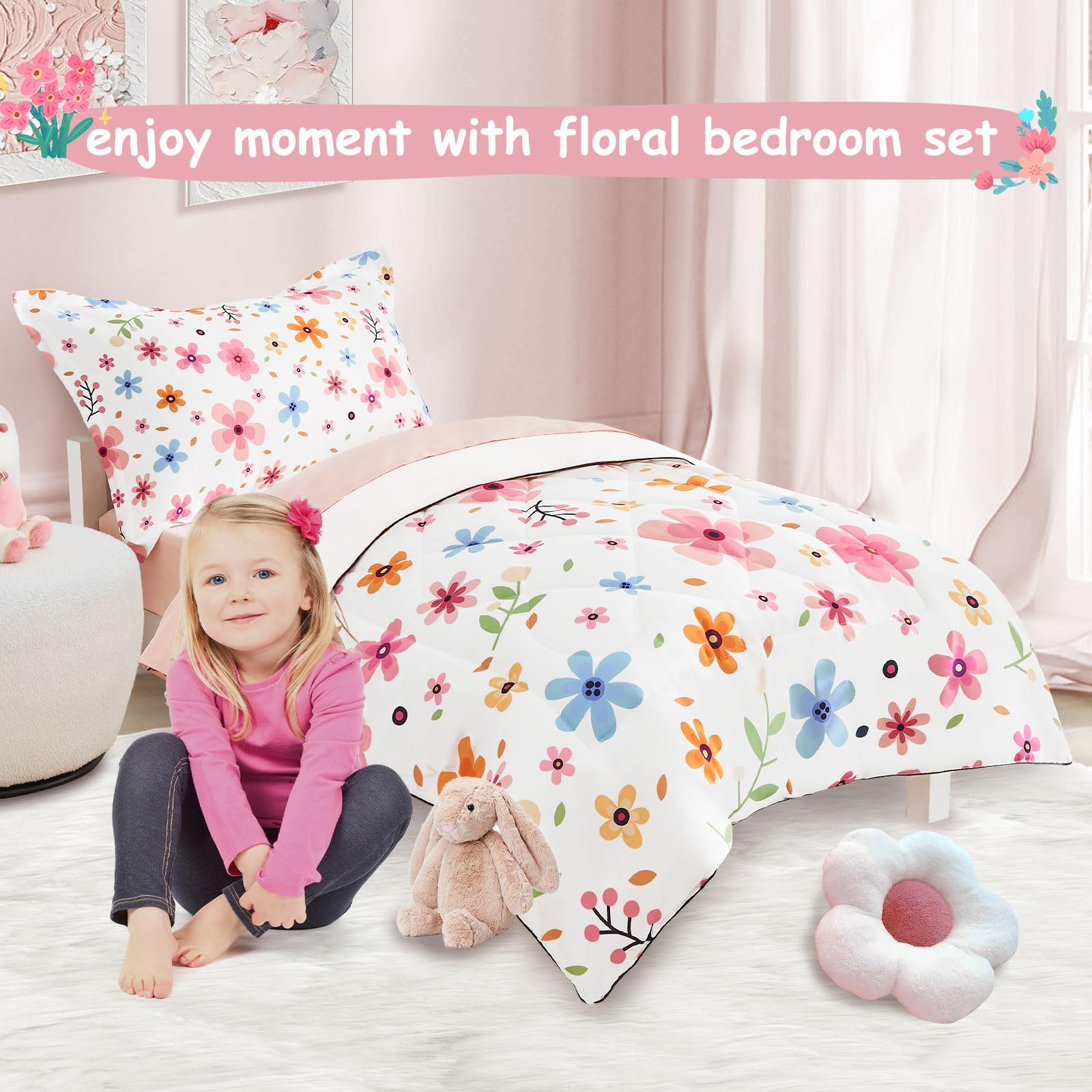Cozyholy bright flowers design enhances cheerful toddler decor.