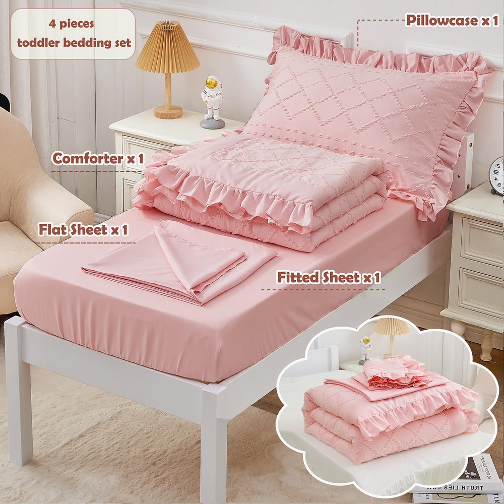 Cozyholy embroidery pattern highlights geometric tufting on the comforter