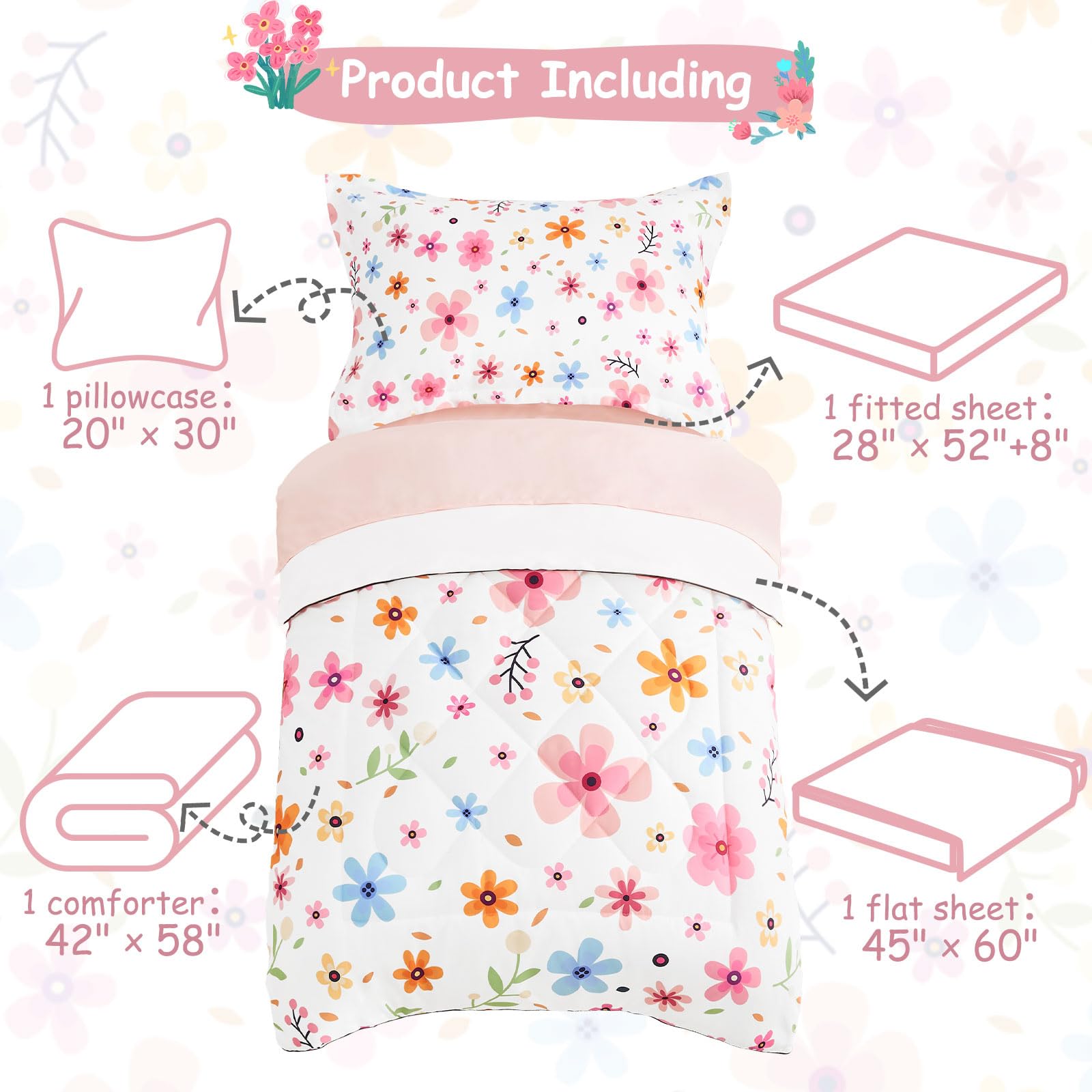 Cozyholy floral-pattern bedding inspires imaginative, garden-themed bedtime.
