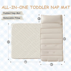 Cozyholy beige nap mat with blanket emphasizes cozy warmth for naptime.