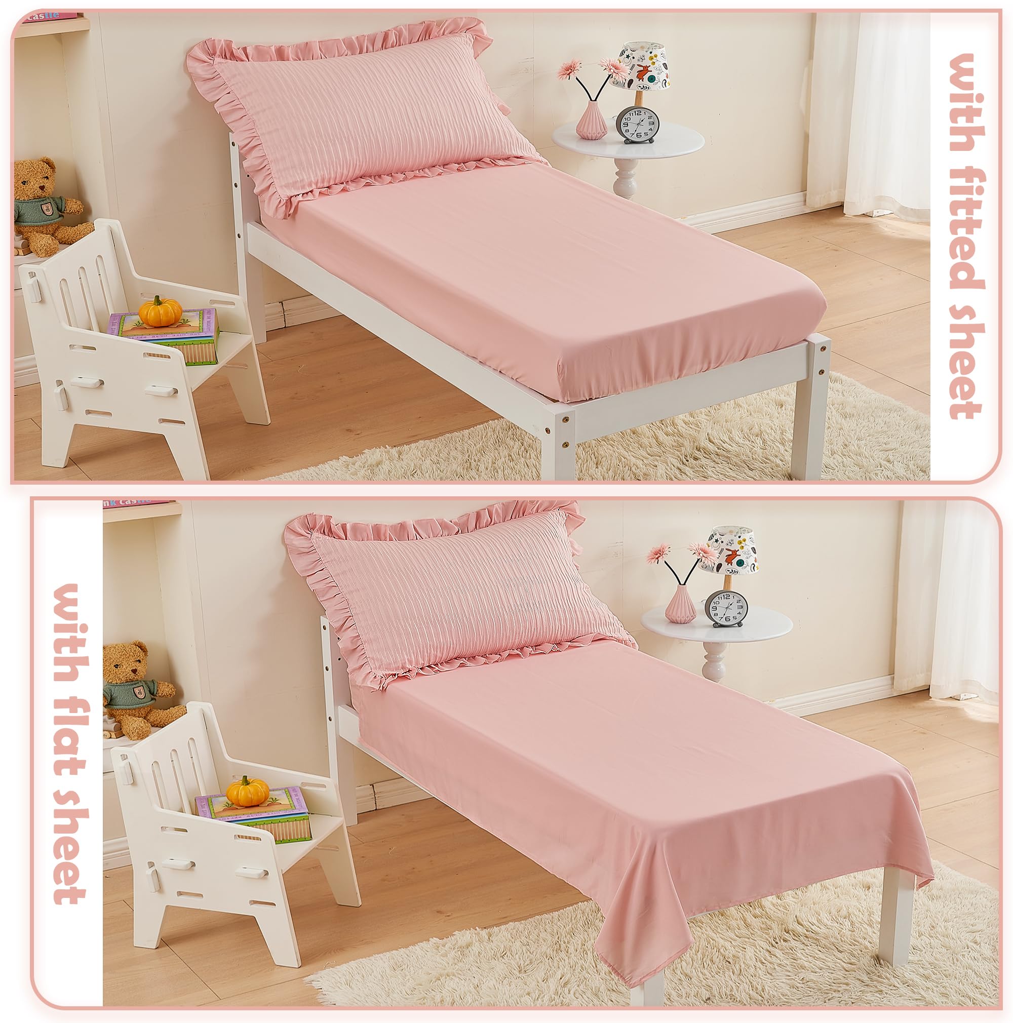 Cozyholy pink ruffle pillowcase adds playful nursery decor