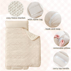Cozyholy nap mat pillow closeup highlights soft fleece and plush support.
