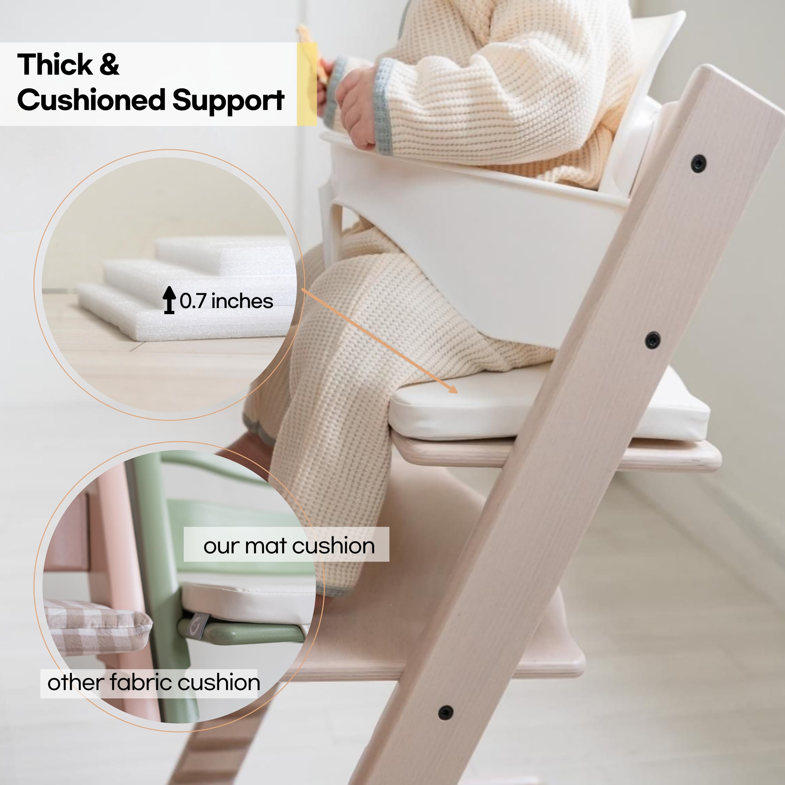COZYKIDS Tripp Trapp cushion foam padding detail shows durable support
