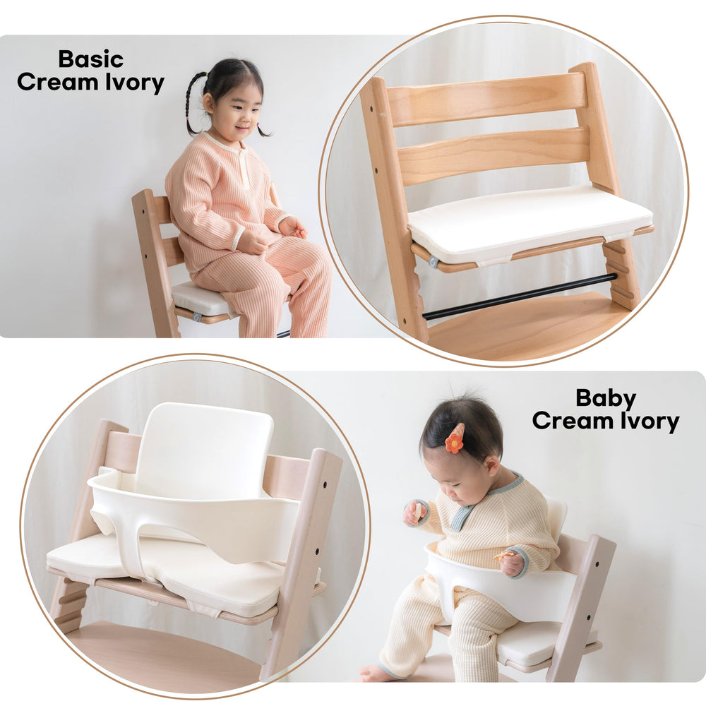 COZYKIDS Tripp Trapp cushion safety materials tag highlights safety-tested components