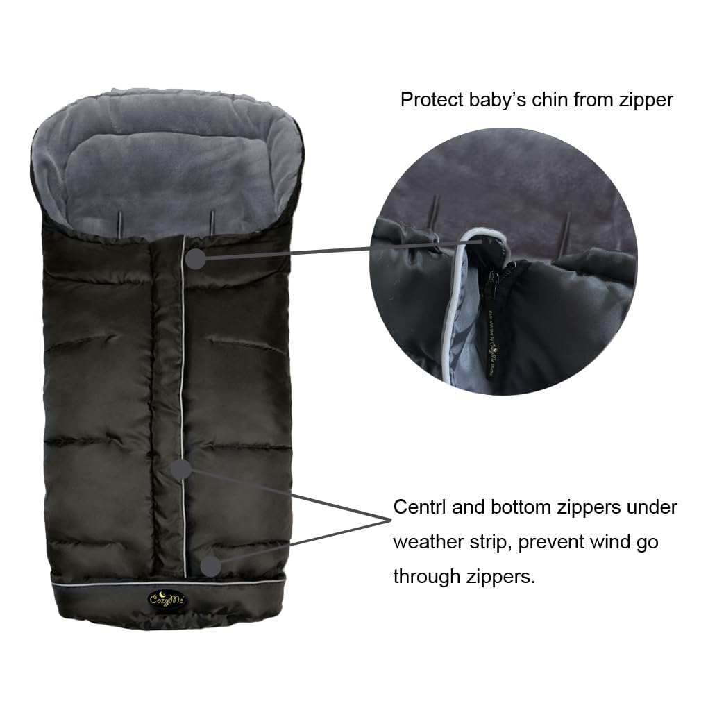 CozyMe footmuff five-way zipper enables quick in/out and versatile use