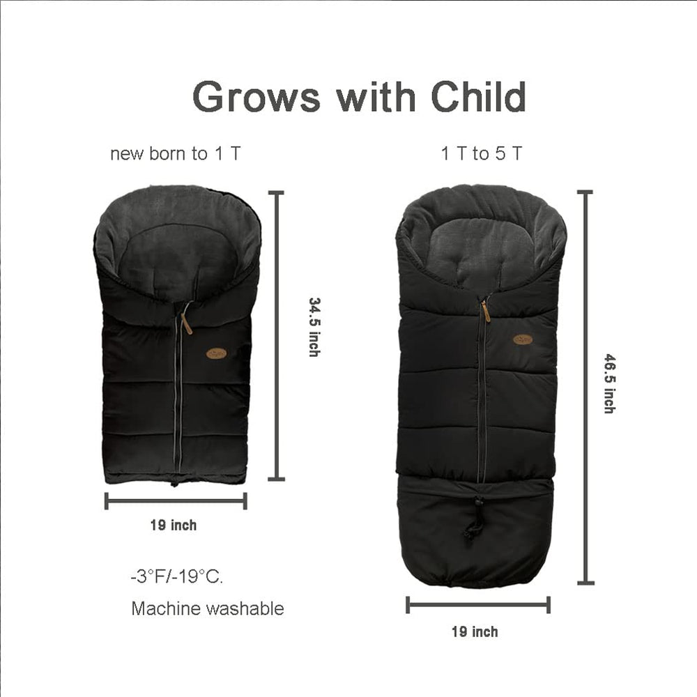 CozyMe footmuff length adjustable with detachable sections for 0–5T.