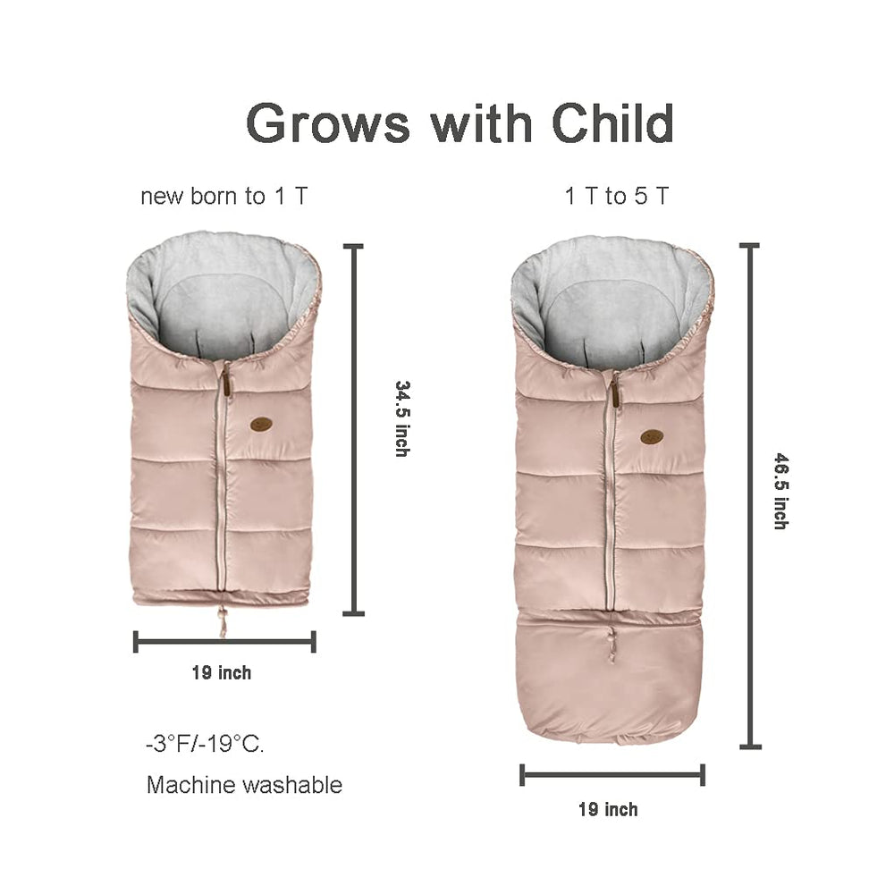 CozyMe footmuff universal fit bunting demonstrates growth adaptability