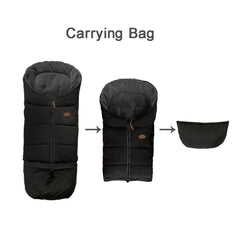 CozyMe footmuff features waterproof warm fleece for winter protection.