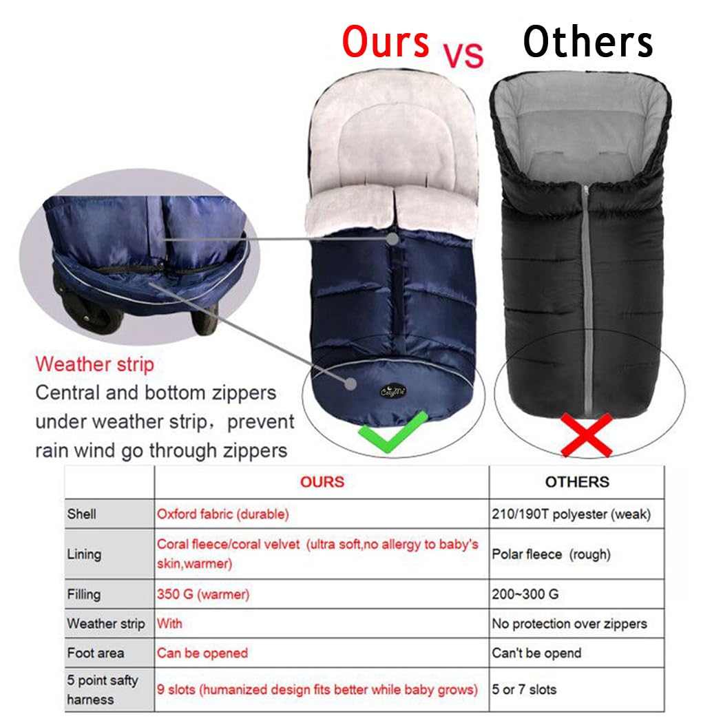 CozyMe harness slots and reflective strip enhance safety