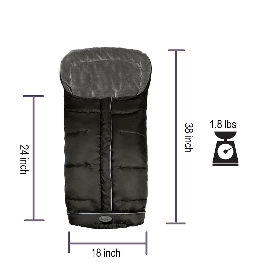 CozyMe stroller footmuff anti-slip back maintains position during vigorous movement