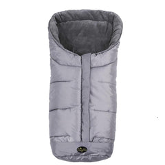 CozyMe stroller footmuff Go front view demonstrates universal fit for many strollers, keeping baby warm.