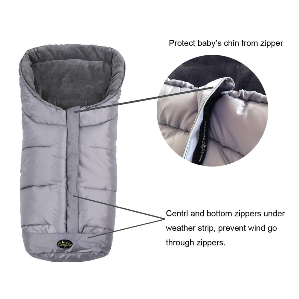 CozyMe Go footmuff features nine harness slots for safe, adjustable baby wearing during rides.