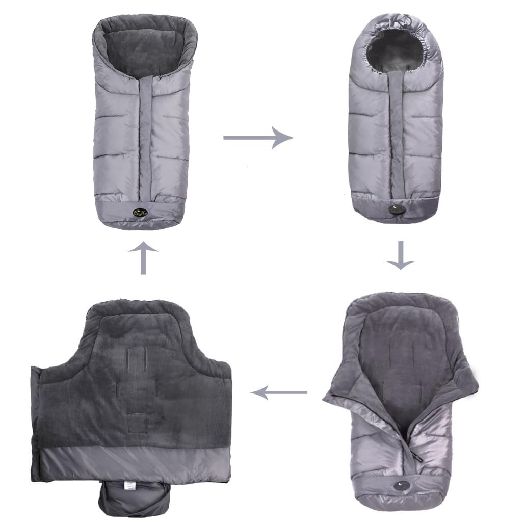 CozyMe Go stroller bunting includes reflective strip for better visibility during dusk walks.