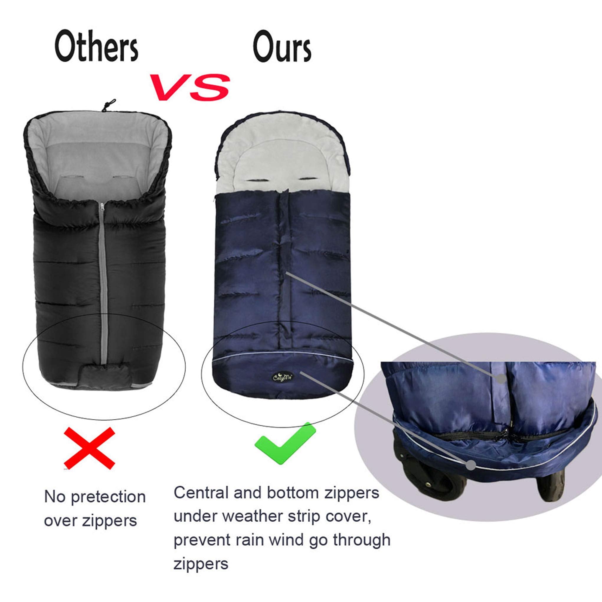 CozyMe weather-tested winter bunting bag for comfy stroller walks