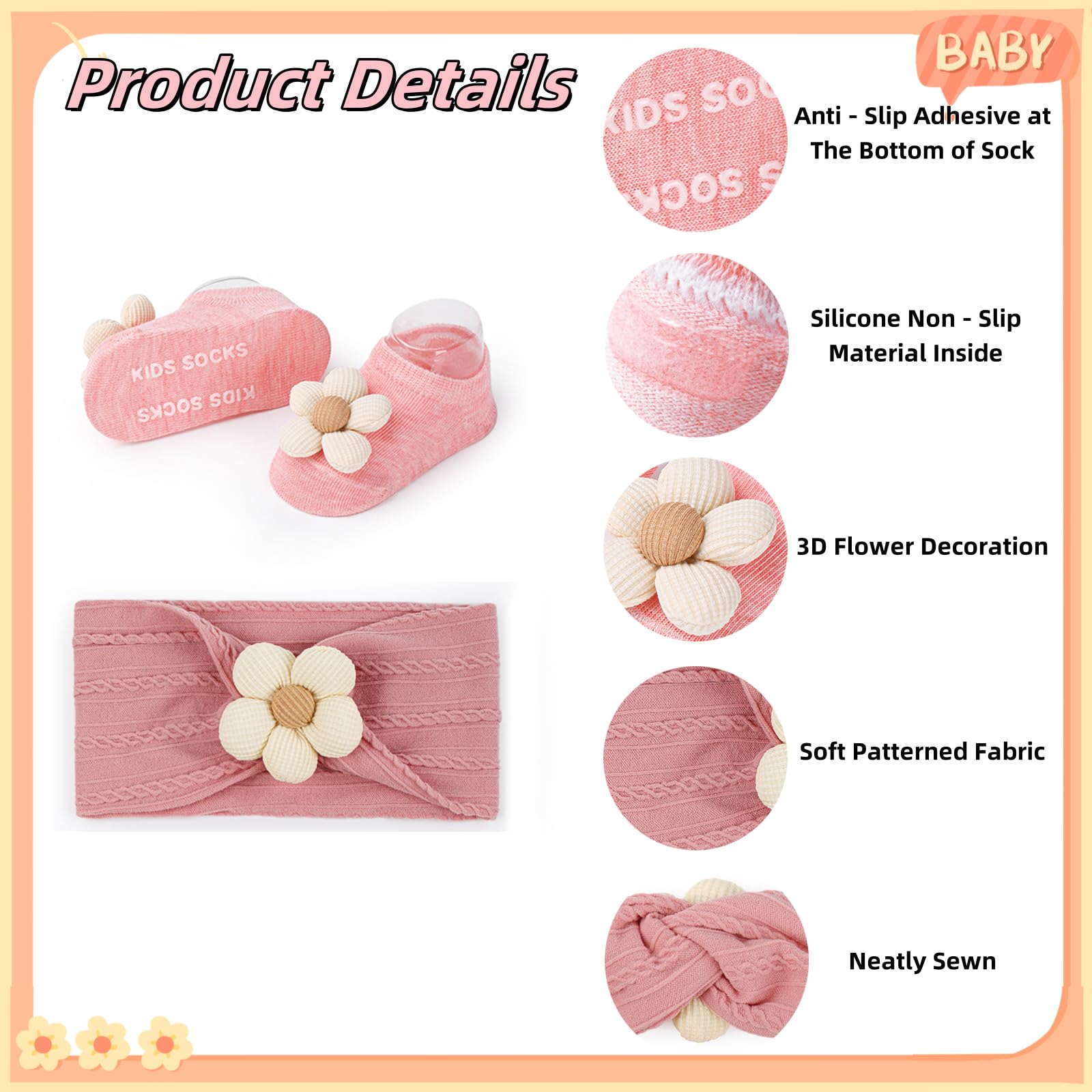 COZYOFFI baby flower headband beige soft nylon for comfortable styling