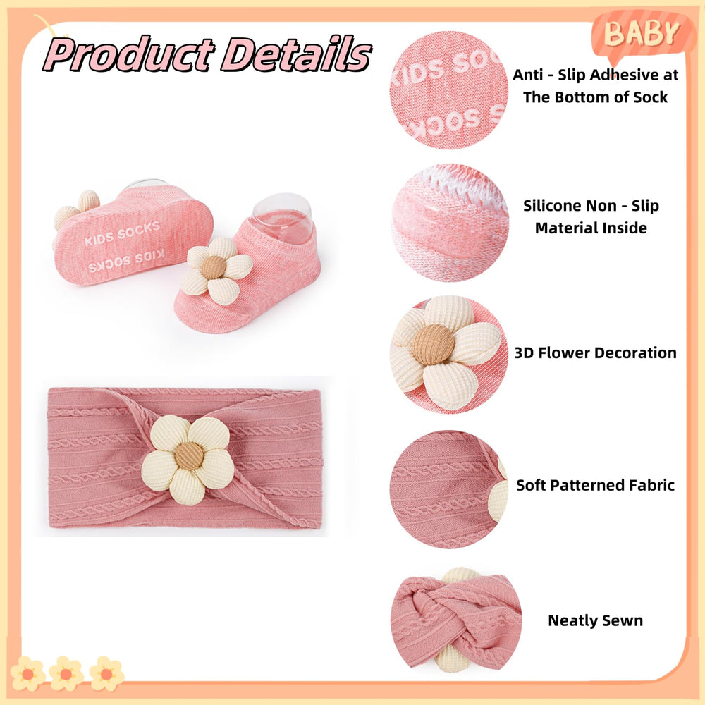 COZYOFFI baby flower headband beige soft nylon for comfortable styling