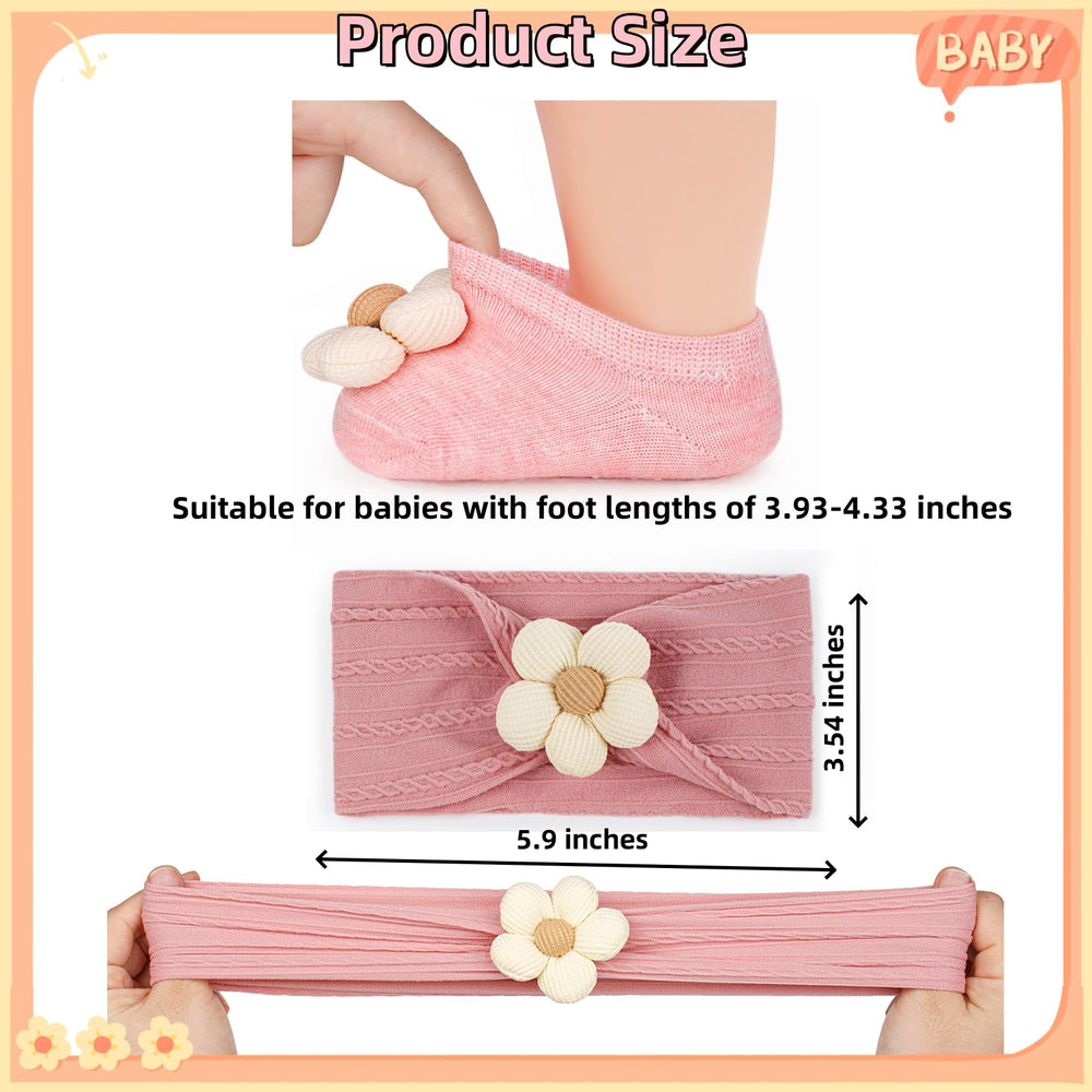 COZYOFFI baby flower headband khaki with elastic fit for all-day wear