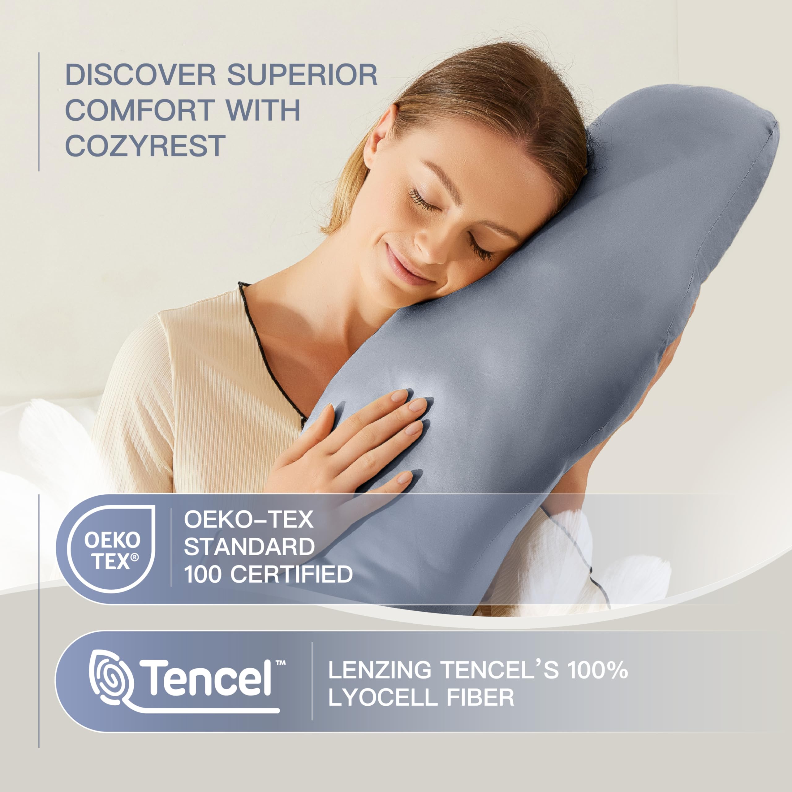 COZYREST adjustable H-shape demonstrates customizable support for belly and spine alignment.