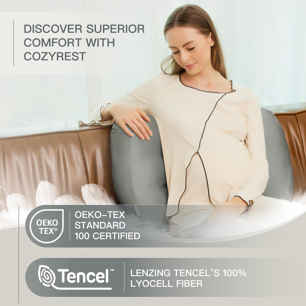 COZYREST Pregnancy Pillow Butterfly Support highlights adjustable contouring for belly and back comfort.