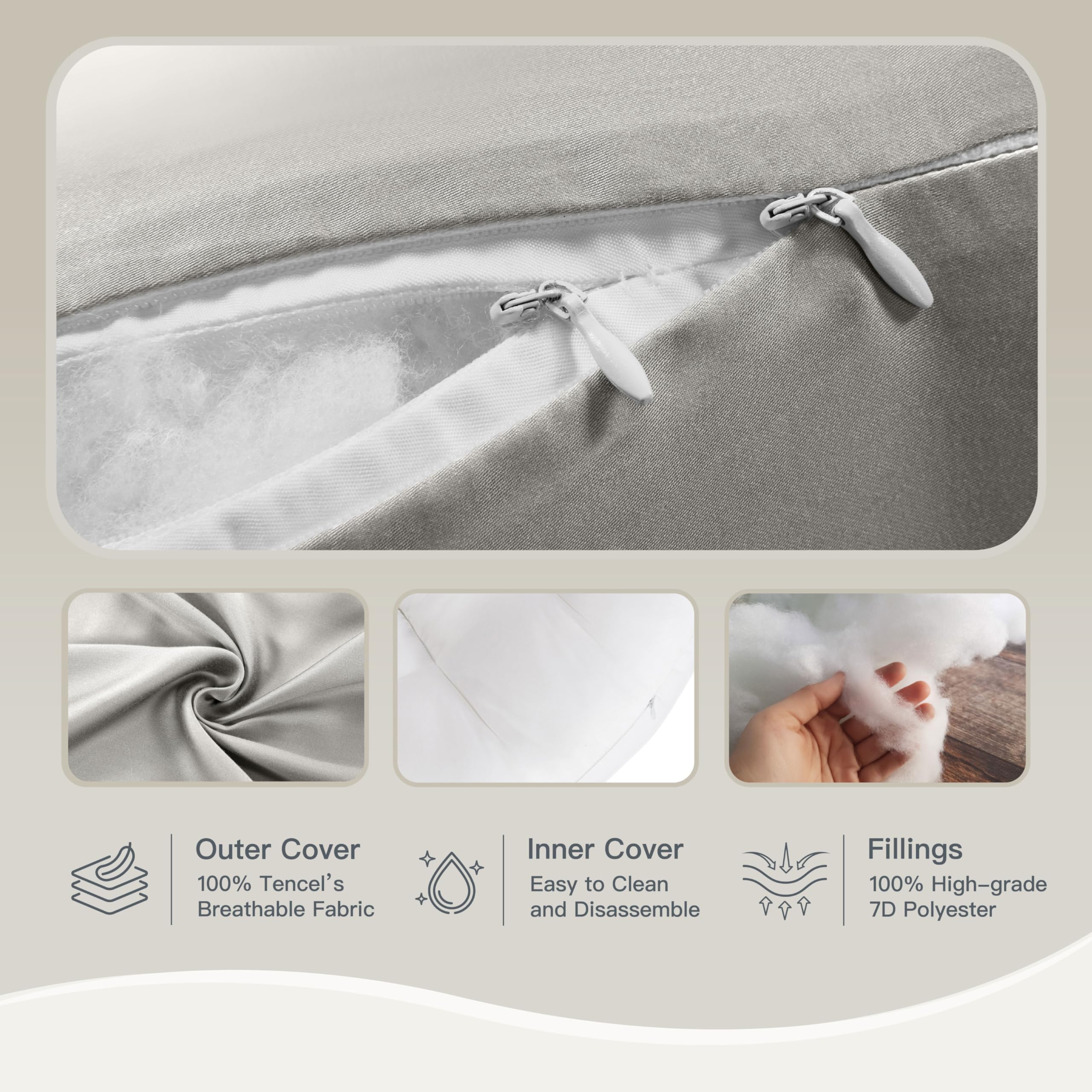COZYREST eco-friendly TENCEL fiber emphasizes sustainable fibers and plush softness.