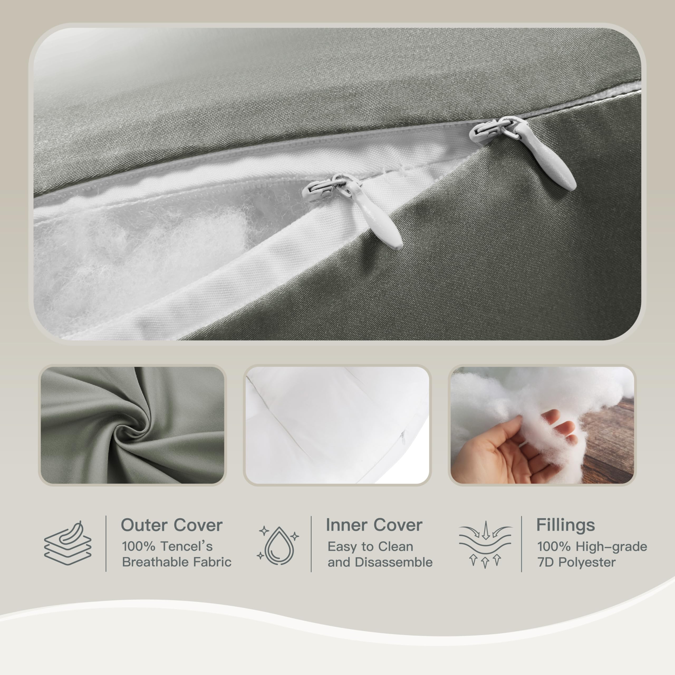 COZYREST Eco-Friendly TENCEL lining highlights planet-friendly comfort with breathable fibers.