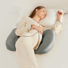 COZYREST Pregnancy Pillow Washable Cover shows silky TENCEL texture for cooler, comfortable nights.