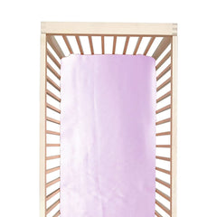 Cozysilk lavender crib sheet in 28x52 offers silky softness and breathable comfort.