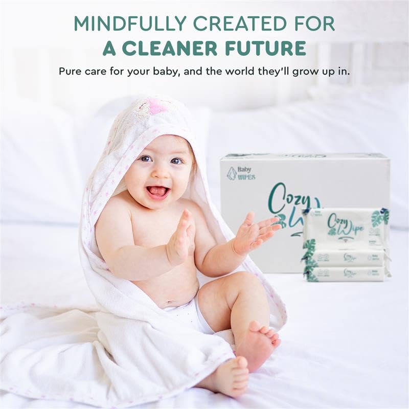 COZY WIPE dermatologist-tested skin close-up emphasizes hypoallergenic protection for delicate babies