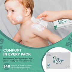 COZY WIPE fragrance-free close-up highlights soft, fragrance-free wipes safe for sensitive skin