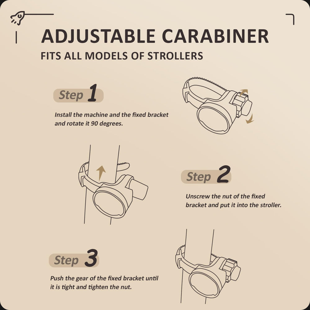 CPOTAM adjustable bracket demonstrates versatile fit for various stroller models during outings.