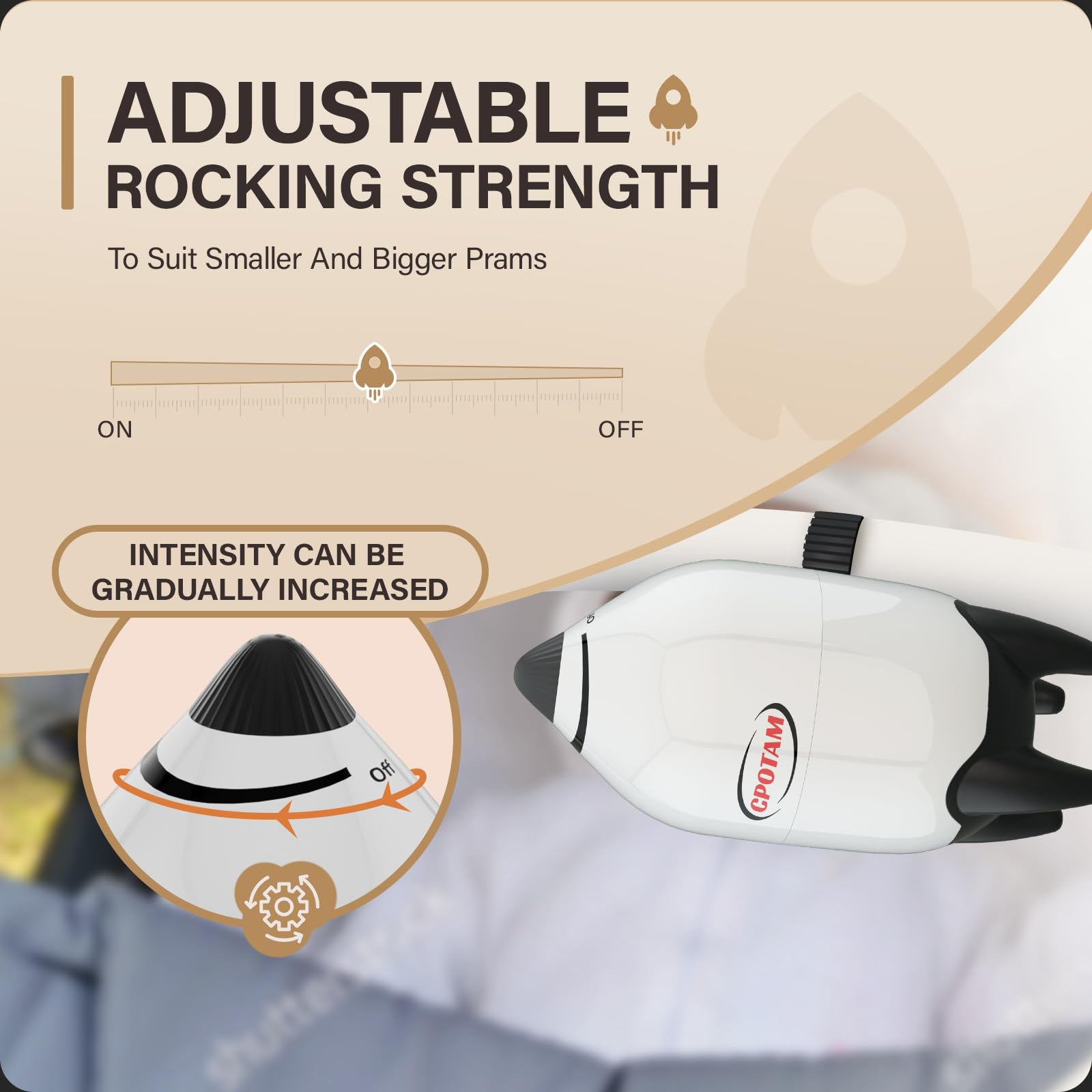 CPOTAM five-level vibration showcases customizable soothing intensity for fussy babies.