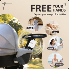 CPOTAM baby rocker on stroller demonstrates secure attachment and portable calming for walks.