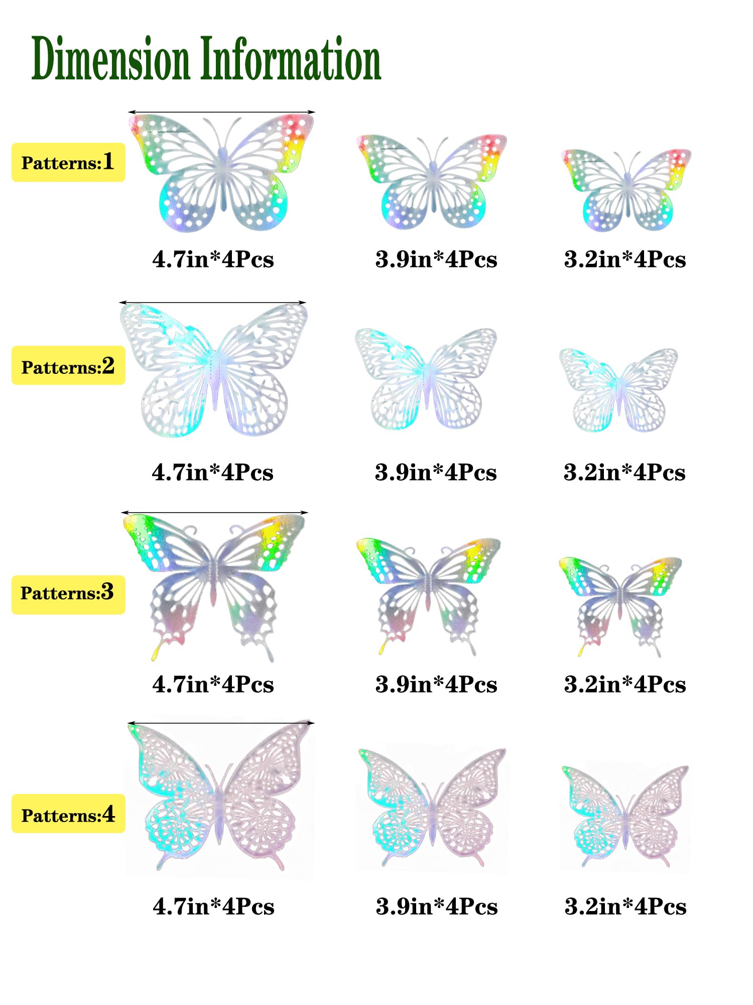 cpqakb 3D butterfly style3 5inch reveals color-shifted light reflections