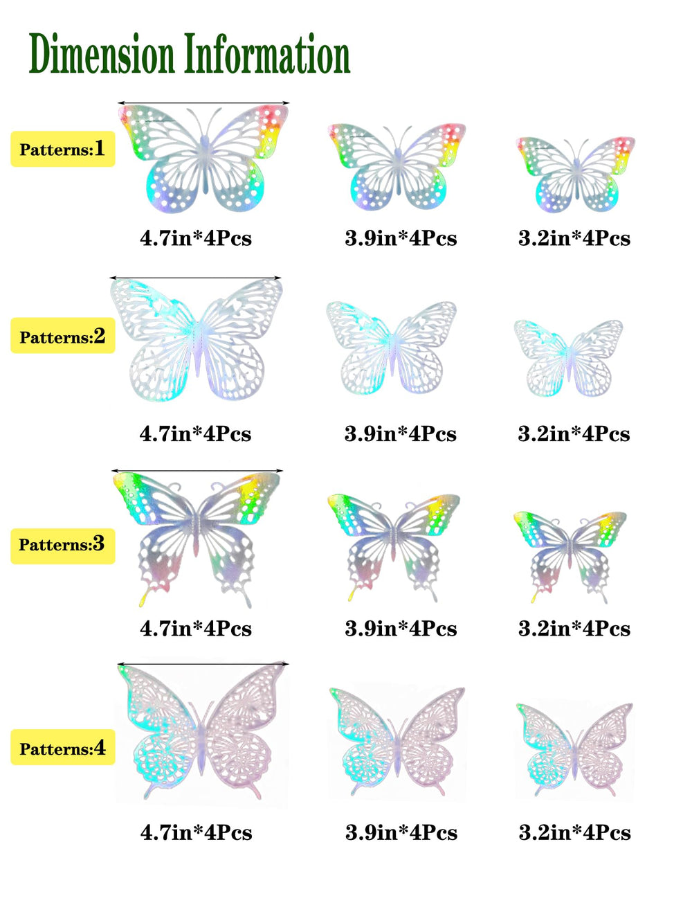 cpqakb 3D butterfly style3 5inch reveals color-shifted light reflections