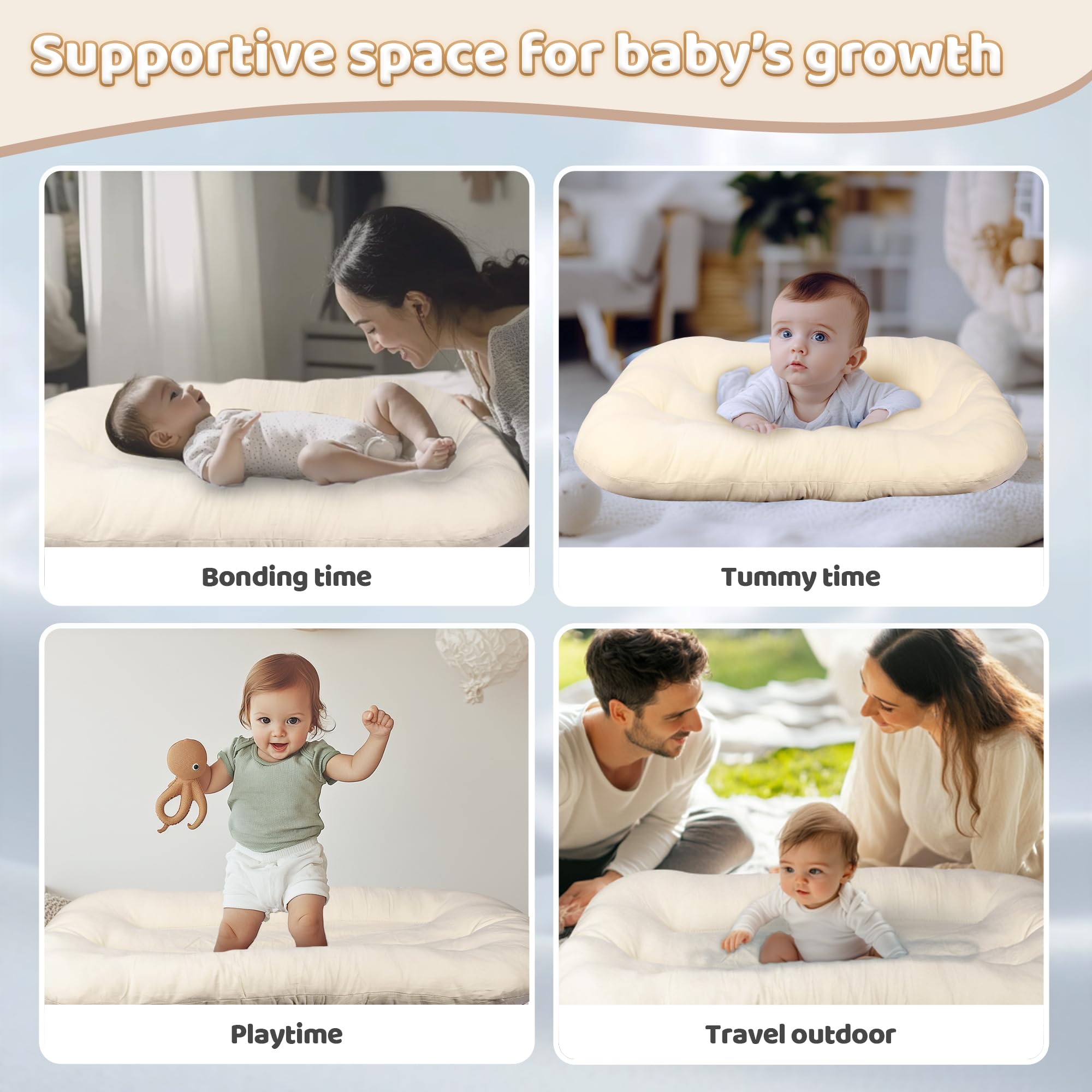 Cpzzkq baby lounger lightweight design is travel-friendly for on-the-go families.