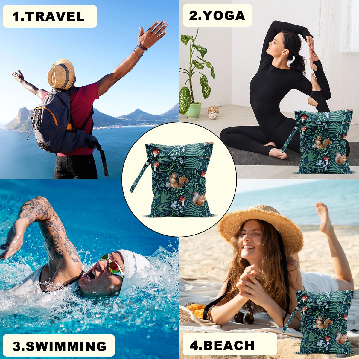 CQM durable wet bag with handle provides easy hanging and quick access during routines