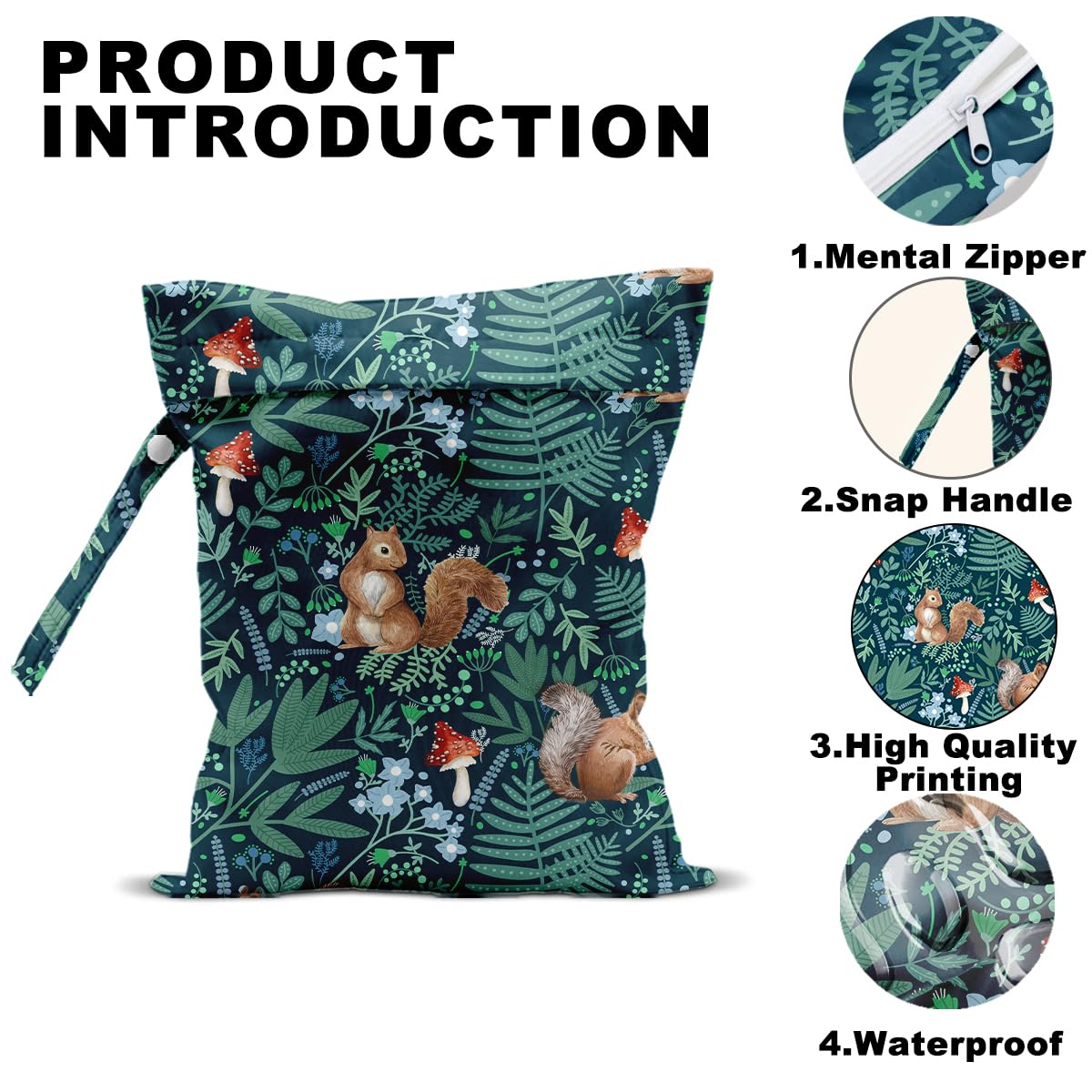 CQM forest-animal wet bag with wolf pattern offers lightweight durable storage for beach days