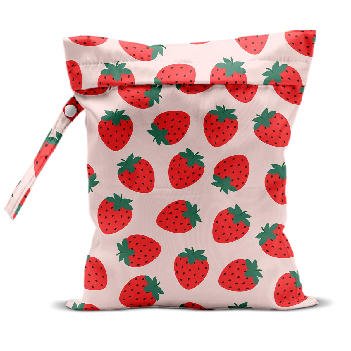 CQM Summer Fruits Wet Bag front strawberry pattern keeps swimsuits organized on trips