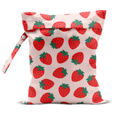 CQM Summer Fruits Wet Bag front strawberry pattern keeps swimsuits organized on trips