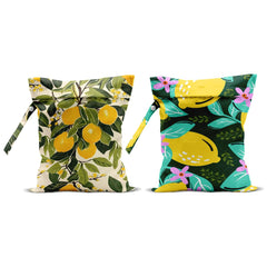 CQM Summer Lemon Wet Bag 12x10 front view for beach trips and everyday organization
