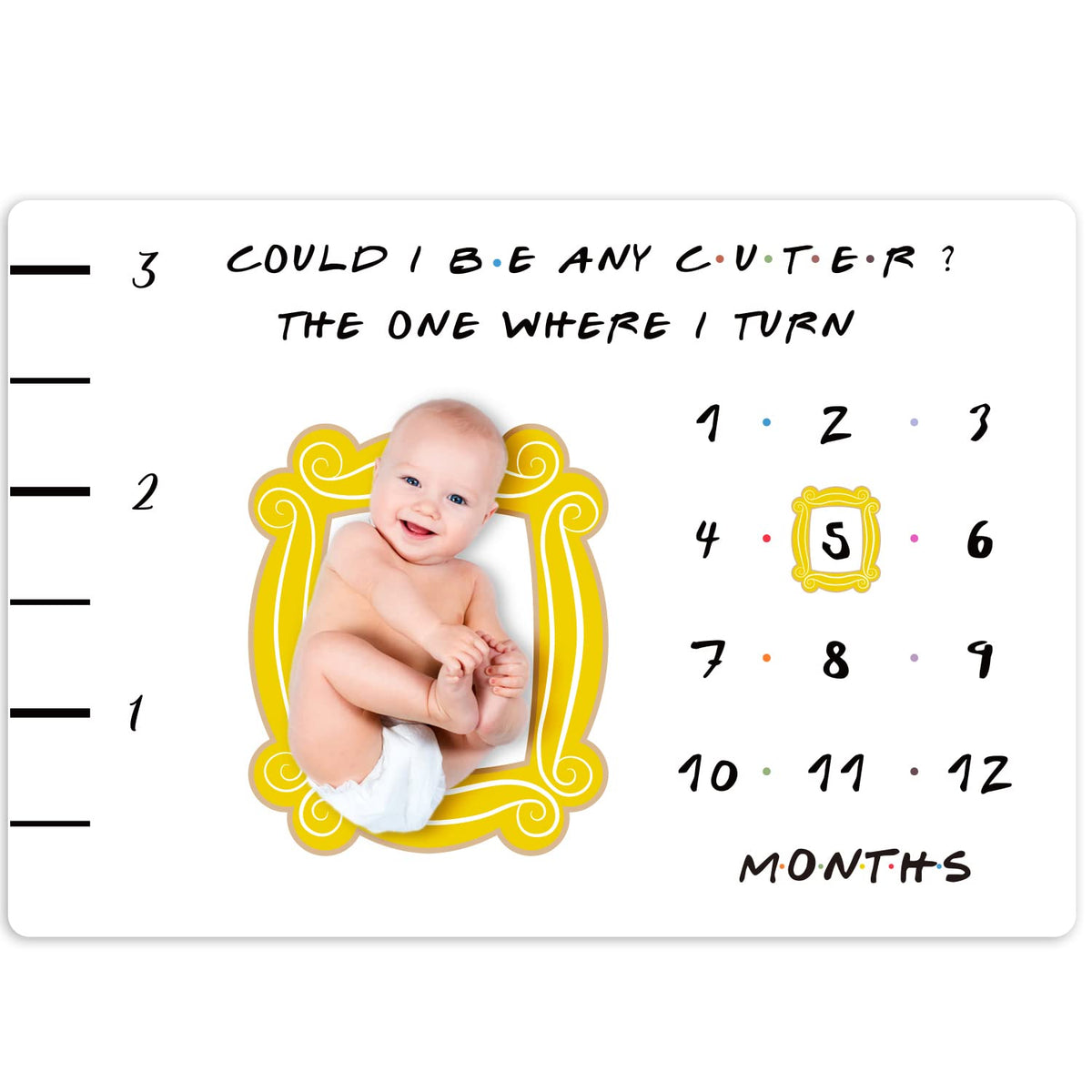 CQNET Friends milestone blanket with yellow frame for monthly photos