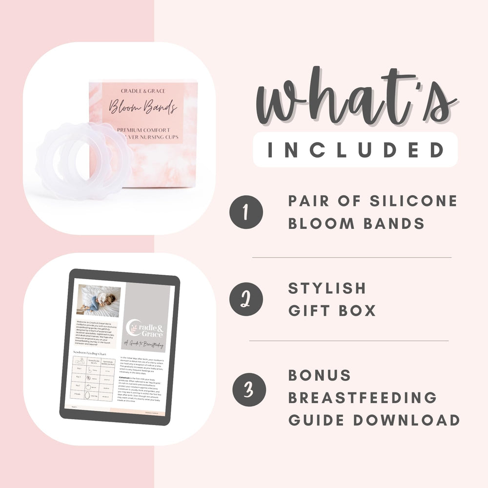 Cradle & Grace Bloom Bands securely fit Cradle & Grace silver cups for active moms.