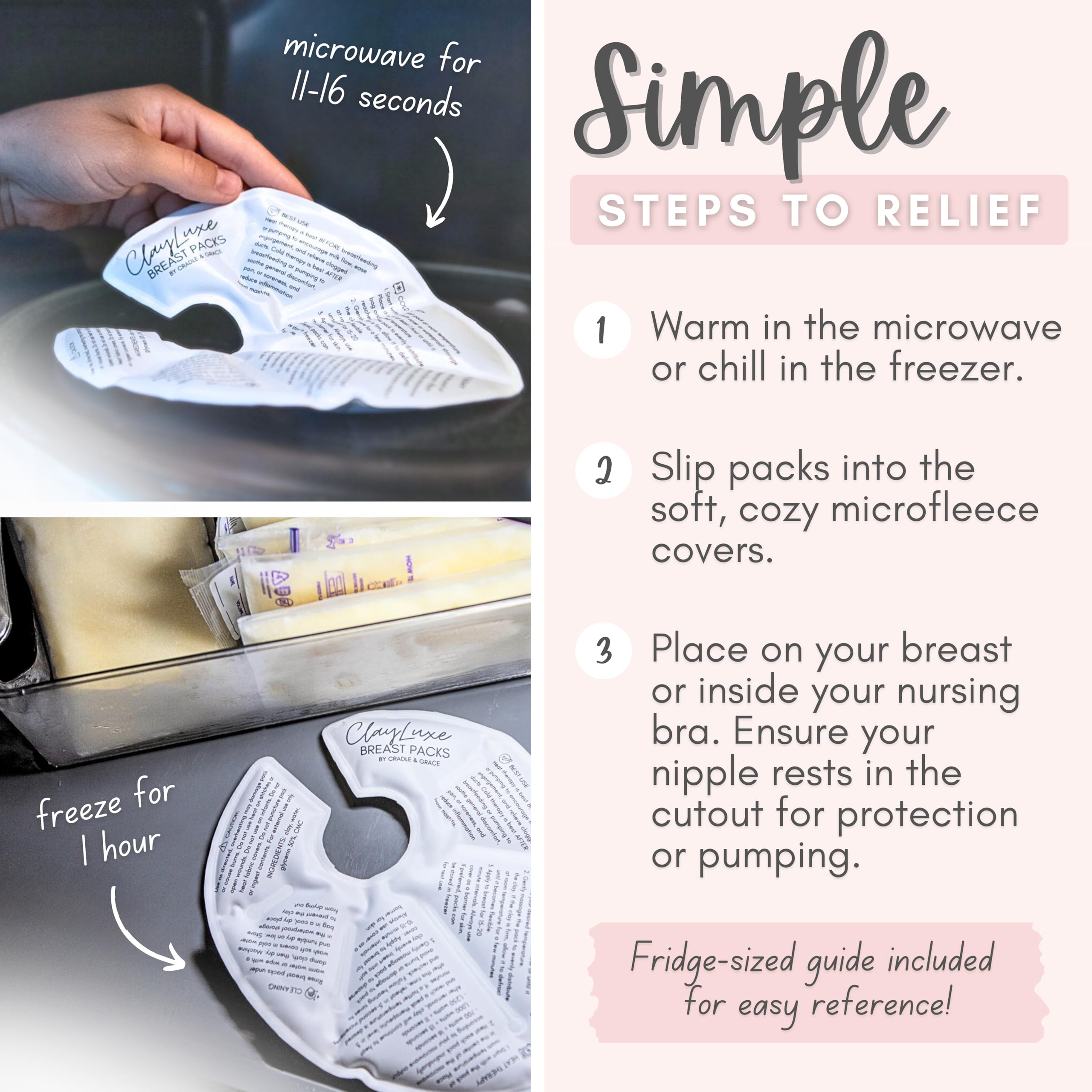 Cradle & Grace ClayLuxe packs with washable covers and waterproof travel bag for easy storage.