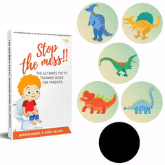 Cradle Plus potty training sticker dinosaur color-change closeup shows playful reward in action.
